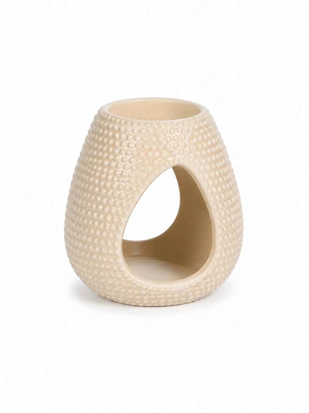 Cream Textured Wax Melt Ceramic Burner | MPATZAKA